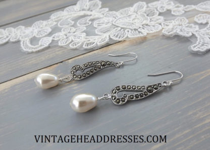 Marcasite & Pearl Earrings