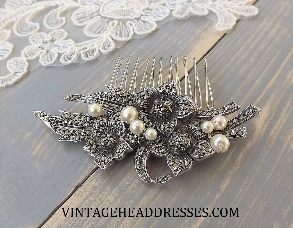 Vintage pearl cheap hair clip