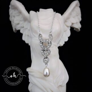Art Deco Paste & Pearl Pendant Necklace